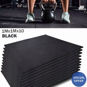 10x Rubber Tiles Gym Exercise Flooring Mats High Density Fitness Floor Mat