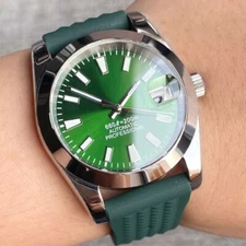 Polished 36mm Tandorio Green Dial NH35A Automatic Mens Watch Sapphire Glass