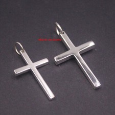 Real 925 Sterling Silver Pendant Glossy Finish Cross Pendant 2-Size Available