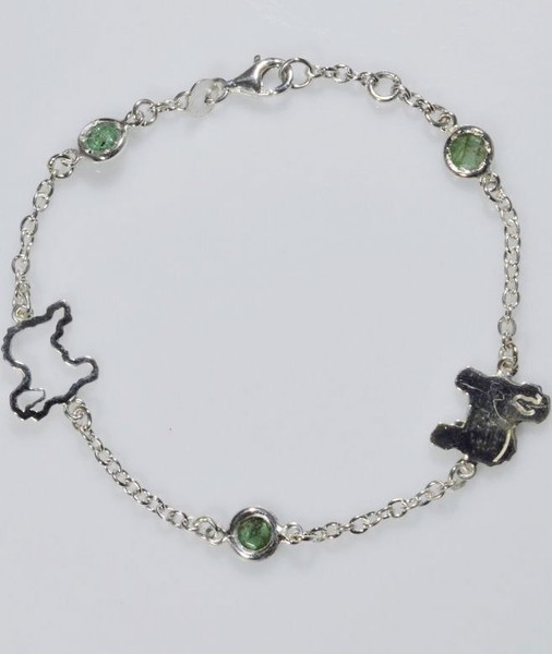 Armband Bolognese Edelsteine (Mit 3 NatüRlichen Smaragden) In 925 Silber Luce-image