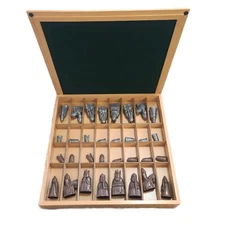 NIB Metal Isle Of Lewis Chess Set 3.5" King Beechwood Chest Board Complete