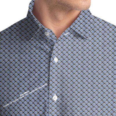 Custom Made Casual Floral Dress Shirts Blue White Black Patterned Dress  Shirt