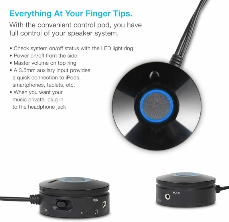 Cyber Acoustics 2.1 Subwoofer Speaker System with 18W of Power – Great Black - Image 3 of 4