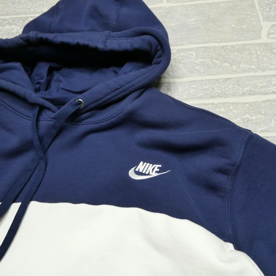 Sudadera con Capucha Nike para Mujer L Azul Amarillo Algodón Terry Tejido Sudadera con Capucha Bloques de Color Foto 2 de 4