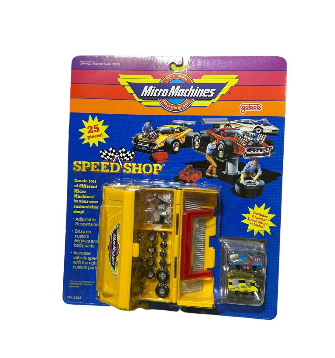 Vintage Galoob Micro Machines Speed Shop 1990 Yellow Tool Box Pit