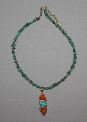 Barse Designed Turquoise Chip Multi Stone Pendant Necklace 18.5''  [114GCM]