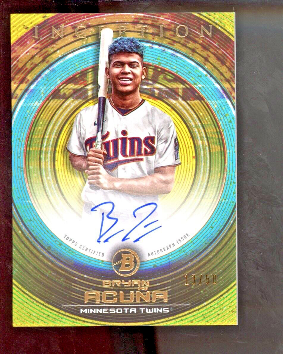 2022 Bowman Inception Bryan Acuna Gold On Card Auto /50 Minnesota Twins