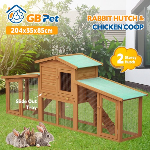 Rabbit Hutch Chicken Hutches Large Run Wooden Cage Ferret Coop Guinea