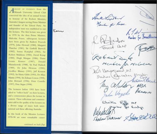 Menzies Lectures 1978 - 1998 ; by Alan Gregory - SIGNED by Liberal Party Members - Picture 4 of 7
