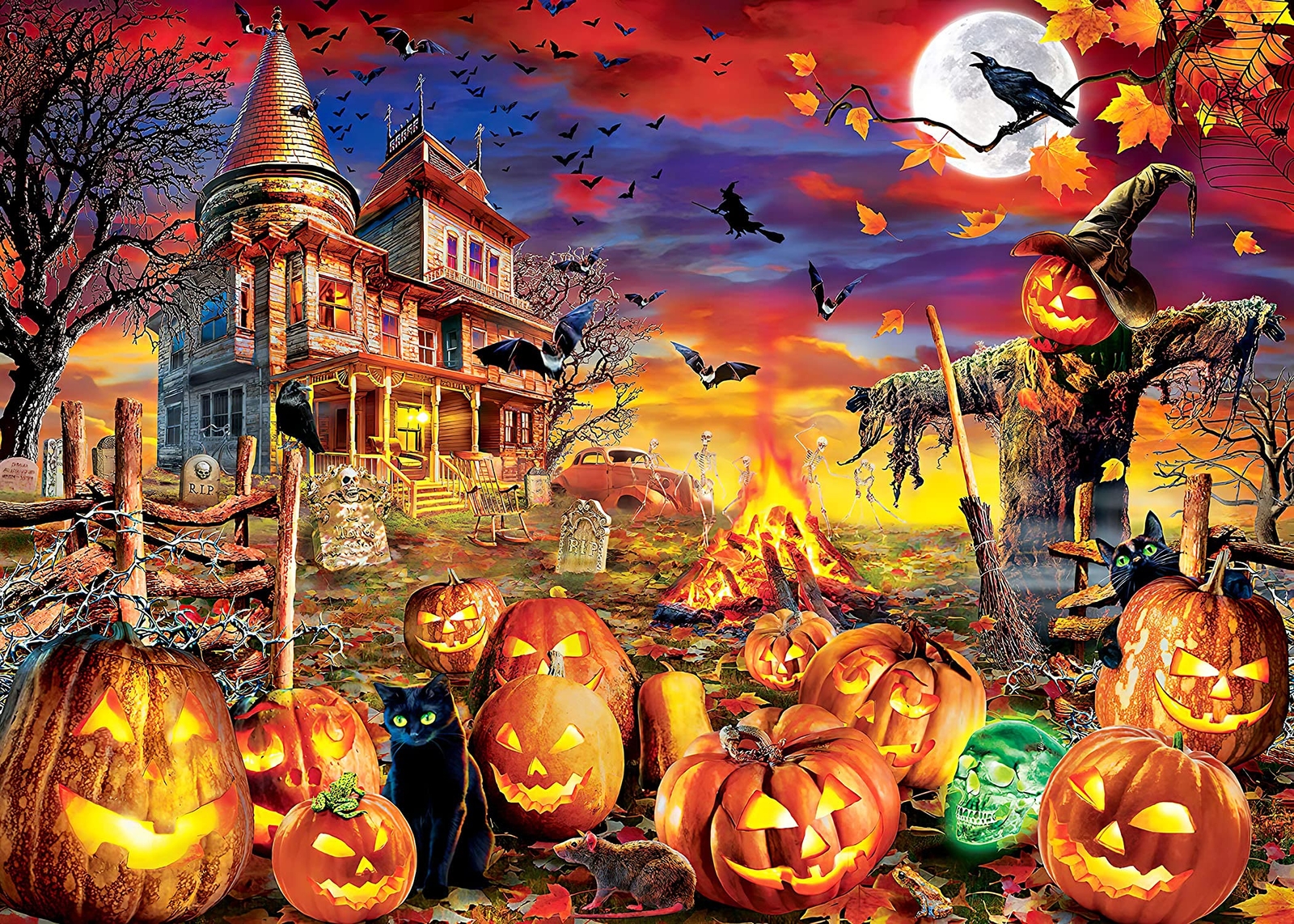 WAPAG Halloween Puzzles for Adults 1000 Piece Wooden Jigsaw Puzzles 1000 Piec...