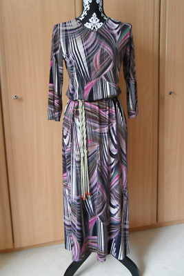 1xPreis! NEU!!! 3/4 Arm Kleid, Allover Print, V-Ausschnitt, 125 cm Länge, Gr. 36