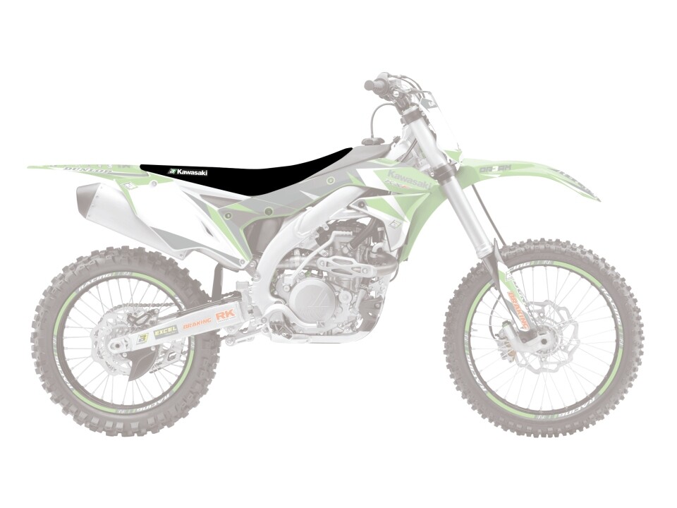 Housse de siège Kawasaki KXF 250 et 450 antidérapante pour moto cross verte et noire