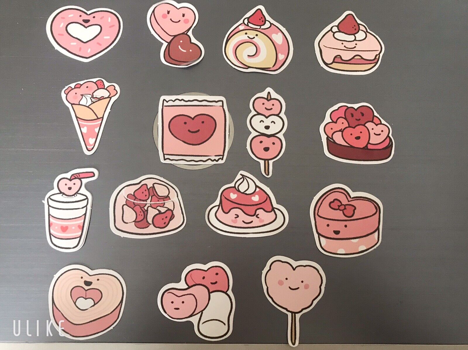 Kawaii Stickers Cute Love Heart, Food Drink Pink Korean Stationary ...