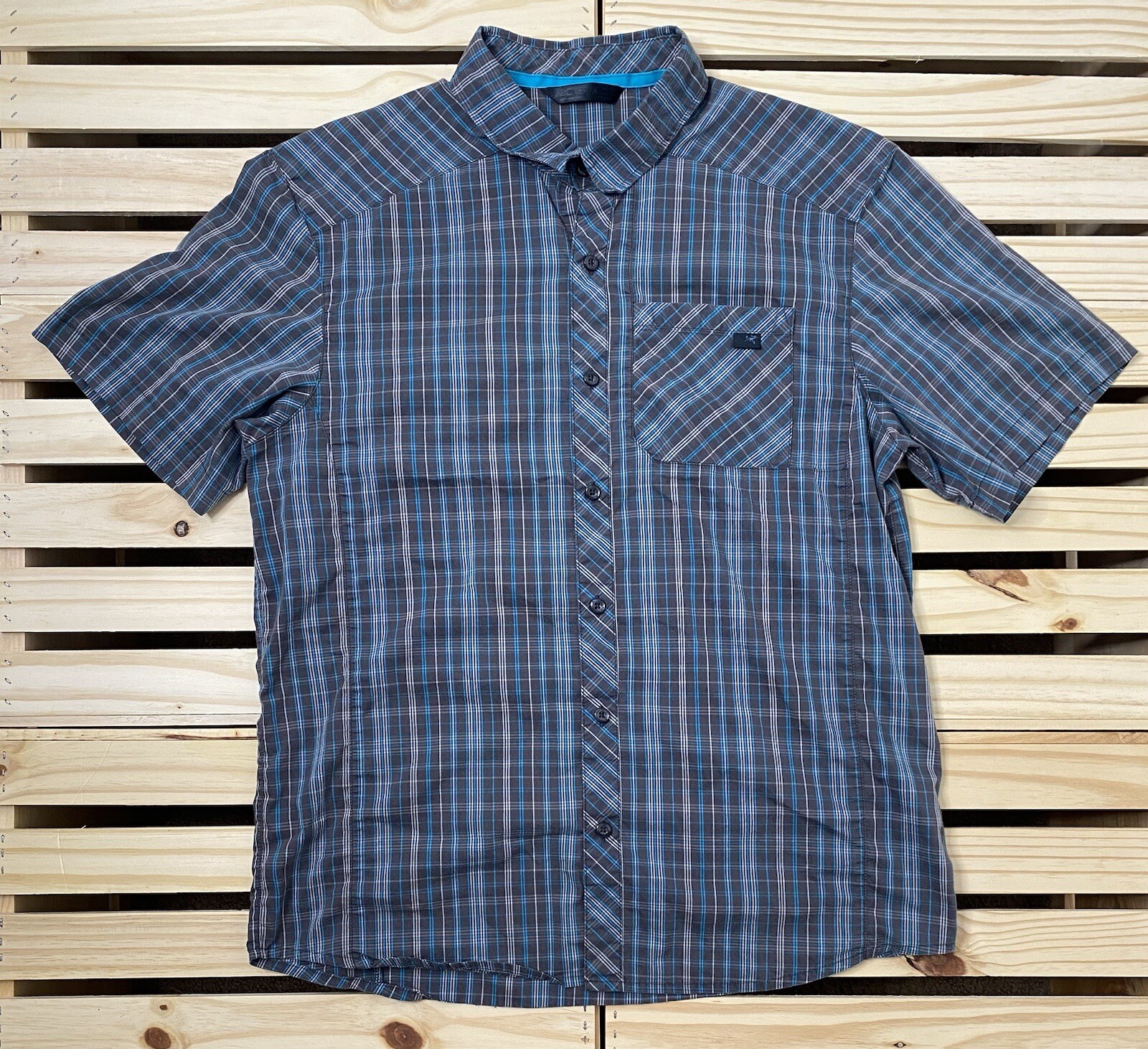 ARC'TERYX Camicia da uomo Arcteryx blu e grigio a quadretti maniche corte con bottoni media