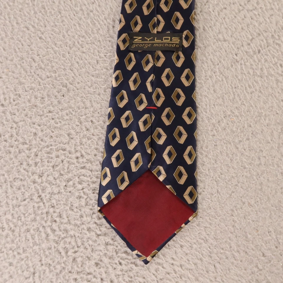 Галстук Zylos голубое золото бриллианты 100% итальянский шелк сделано в США George Machado 3,75" - Изображение 3 из 4