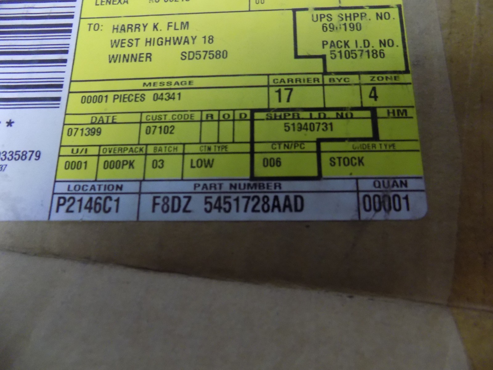 New OEM 19961999 Ford Taurus Right Roof Moulding Trim Molding