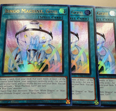 3x Bingo Maschine los! Ultra Rare Yugioh englisch Blue Eyes Deck 1. Auflage RA02
