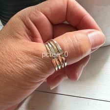 4 Stacking Ring Set, Mixed Metal Two Tone Ring, Gold Sterling Silver Rings HJ6
