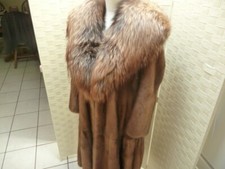 Saga Pastel Mink Coat, With Crystal Fox Collar, Medium To Large, Full  Length