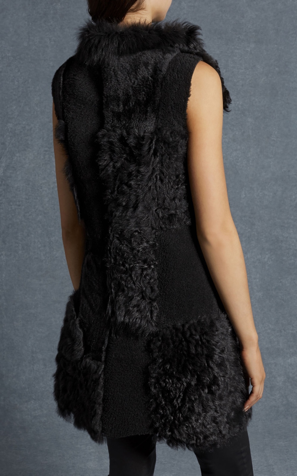 KAREN MILLEN Patchwork Shearing Gilet - Black - Size S image 3