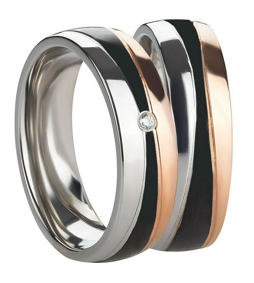 Paar Ring Partnerringe Verlobungsringe Eheringe Edelstahl Silber mit Gravur - Bild 2 von 4