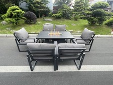 Image of Fimous Aluminum Garden Furniture Dining Set Gas Fire Pit or Rising Lifting Table