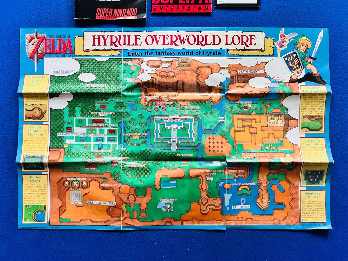 The Legend of Zelda Link to the Past Manual Poster Map Secrets