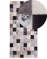 Patchwork Teppich Bunt Braun/Beige Kuhfell 80X150 Cm Kurzflor Handgefertigt Rize