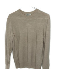 Banana Republic Light Tan Brown Crew Neck Merino Wool Men's Sweater Size M