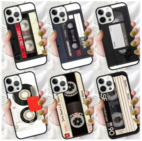 Retro Vintage Cassette Mix Tape Case Cover Case For iPhone 15 Pro Max 14 13 12 - Picture 1 of 12
