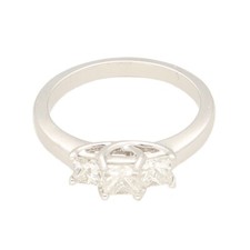 New! 18Carat White Gold 1.00ct Princess Cut Diamond Three-Stone Ring (Size M1/2)