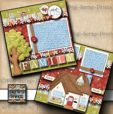 FAMILY HOME premade scrapbook pages paper piecing printed layout DIGISCRAP A0071