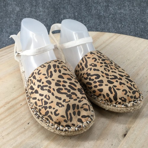 GAP Shoes Youth 5 Espadrilles Beige Fabric Comfort Round Toe Leopard Print - Picture 3 of 14