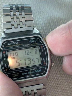 Casio W-36 Watch Vintage 80s Casio Marlin Red Circle Vintage Japan