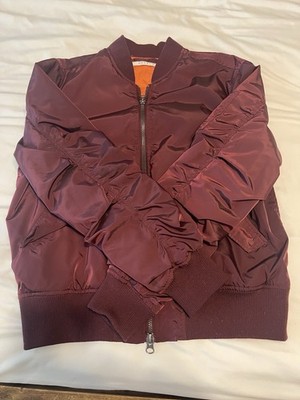 Pacsun Men Jacket Large Red Bomber Pockets Full Zip Long Sleeve Polyester Adult
