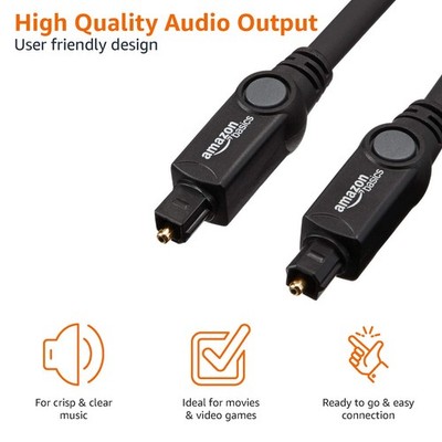 Optisches Audiokabel 3m Toslink für TV Schwarz Digital Kabel Amazon Basics