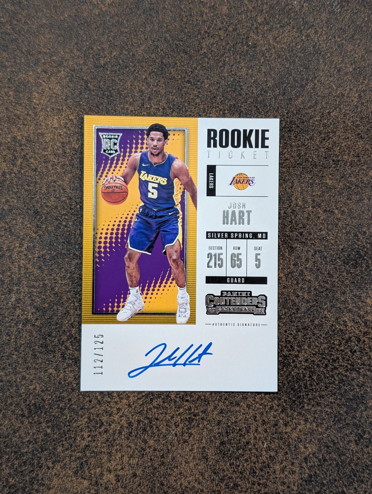 2017-18 Panini Contenders Rookie Ticket Auto Josh Hart 112/125 On Card Auto