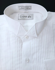 Chaplin Tuxedo Shirt Men's Formal Wear L 30-31 White Pleated Front Wing Collar