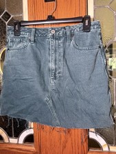 Abercrombie Fitch Women s Green Denim Mini Skirt Button Closure Pockets 6
