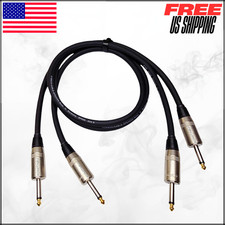 Professional Speaker Cables 2PK 3FT 12 AWG 1/4" TS To 1/4" Patch Cords