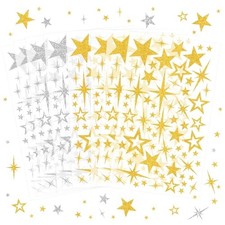 8-Sheet Star Stickers - Large Small - Gold Silver - 536Pcs