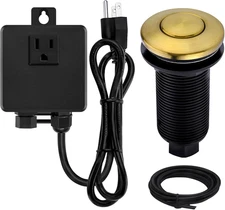 Garbage Disposal Sinktop Air Switch Kit with Long Button,Brass Made Cover,Champa