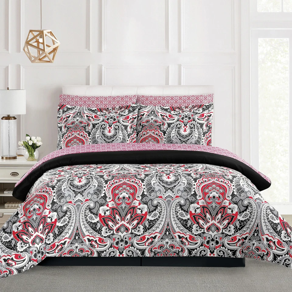 Elegante Juego de Edredón Cora Damasco Diseño Paisley 7 Piezas Foto 2 de 2