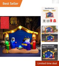 Joyful 8FT Christmas Inflatable Nativity Set with Built-in LED for Family Fun