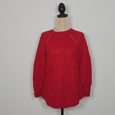 LOFT Petite Red Textured Knit Crewneck Sweater M NWT
