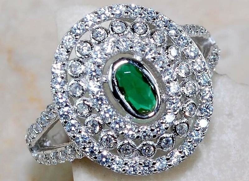 2CT Heat Treated Green Tourmaline 925 Sterling Silver Ring Jewelry Sz 8 L1-2