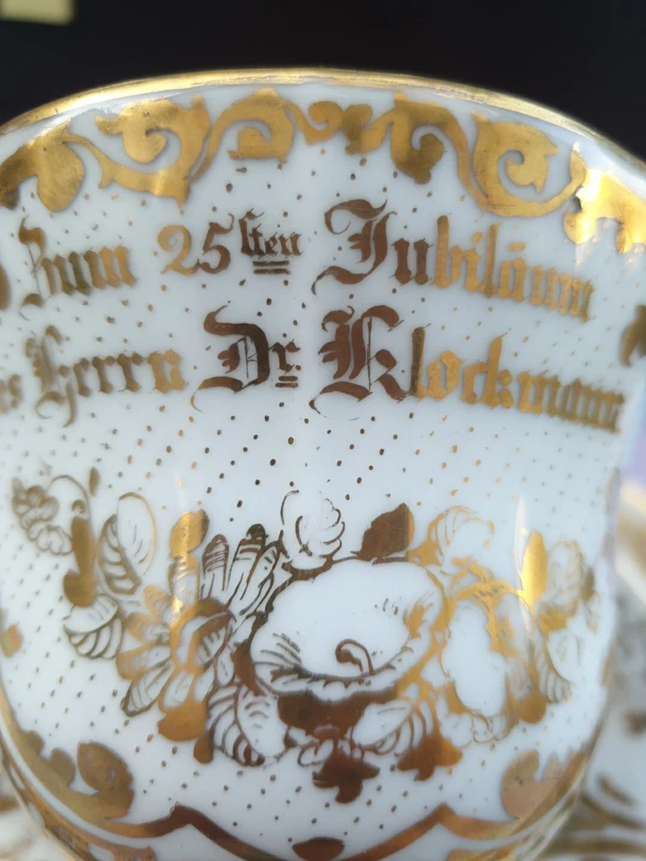 Prunktasse Porzellan Tielsch TPM Altwasser 1857 Dr Klockmann Biedermeier Gold - Bild 4 von 4