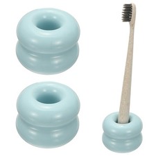 2Pcs Mini Ceramics Toothbrush Holder Stands, Blue
