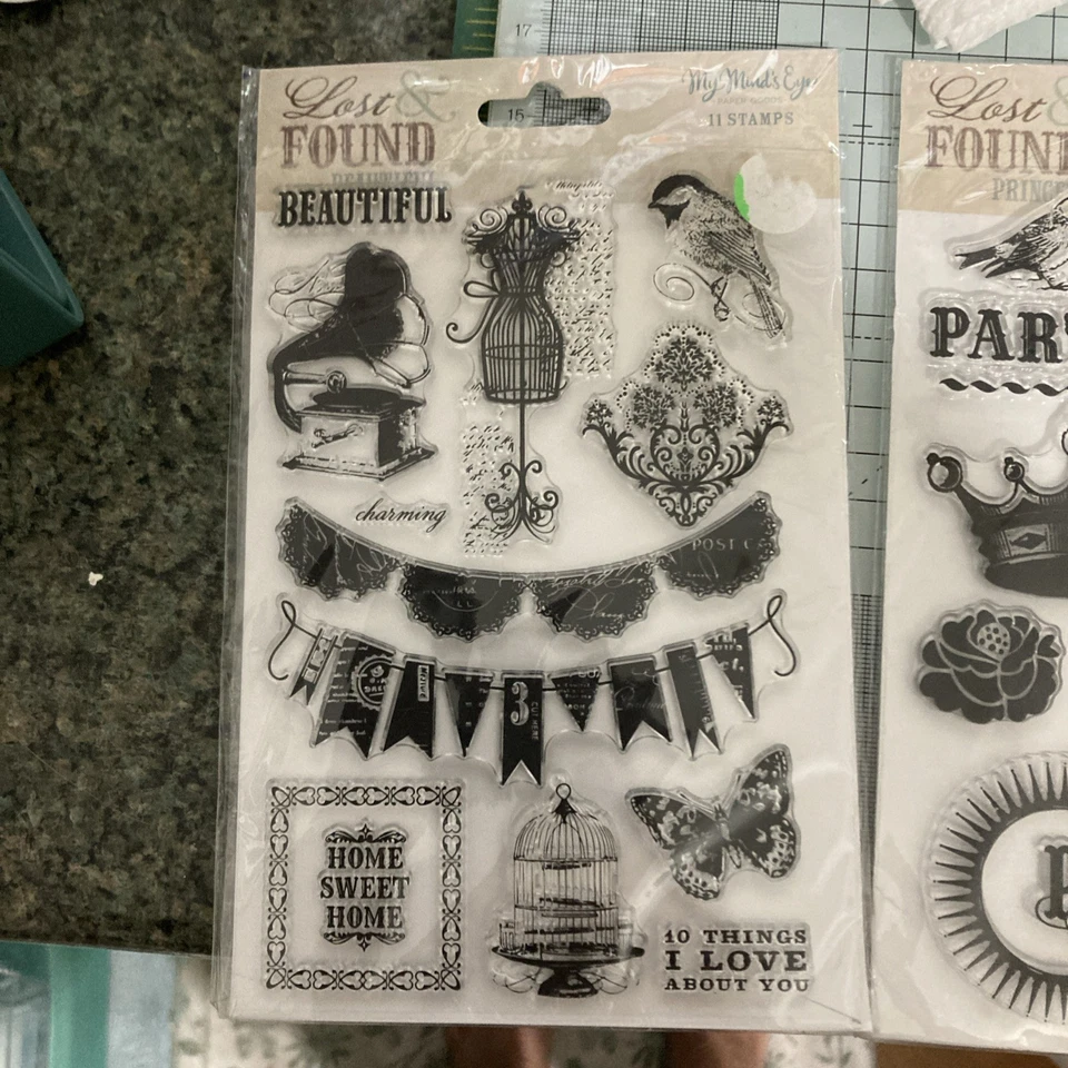 2 прозрачные марки My Mind's Eye потерянный и найденный коллаж винтажный красивый с принцессами - Изображение 2 из 4