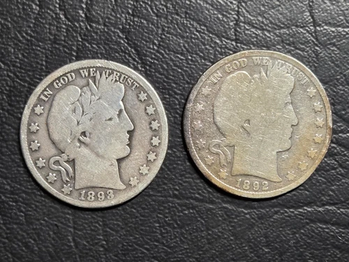 Pair of Better Date Barber Half Dollars, 1892 & 1893 O